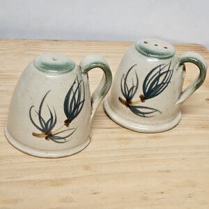 Vintage 80s Asian Stoneware Salt and Pepper Shakers